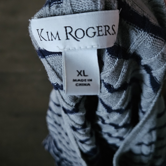 Kim Rogers Navy and Gray Striped Sweater - Picture 2 of 3
